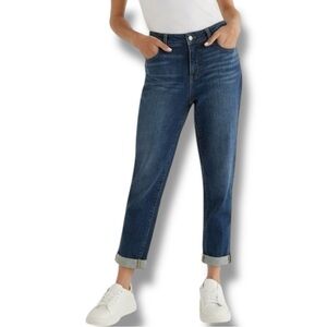Time and Tru Size 10 Boyfriend Blue Denim Cuffed Cropped Jeans Relaxed Fit